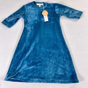 Baileys Blossoms Girls Teal Blue Velvet Long Sleeve A-Line Dress 6-9M NWT